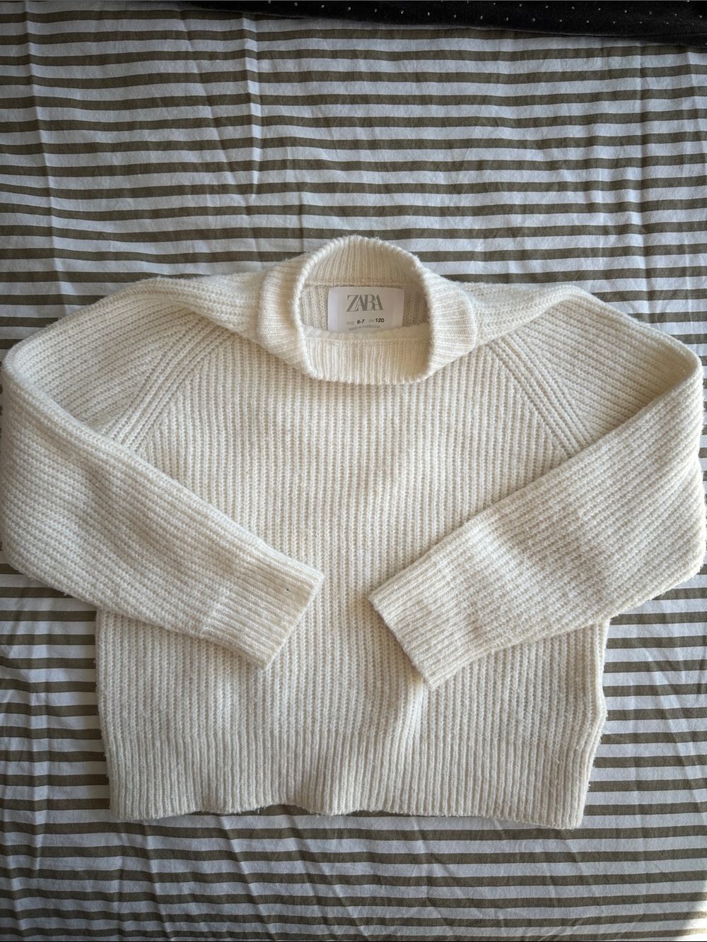 ZARA KIDS Off-White Ribbed Turtleneck Sweater